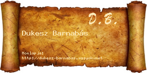 Dukesz Barnabás névjegykártya
